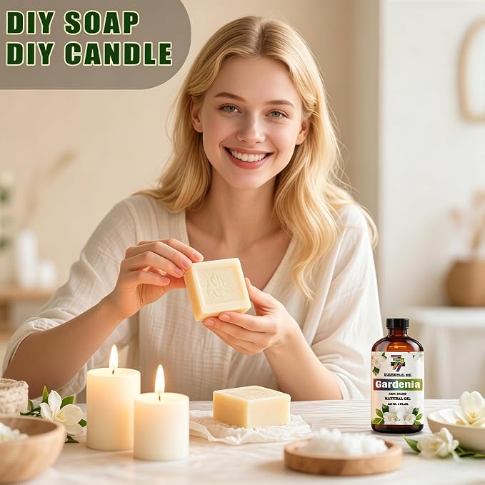 Gardenia Essential Oil, Natural Gardenia Fragrance Oil, 4 fl oz, for Diffuser, Humidifier, DIY Candle, Soap Making, Home Aroma, Gift - Gardenia Oil, GV77ZF Essential Oils