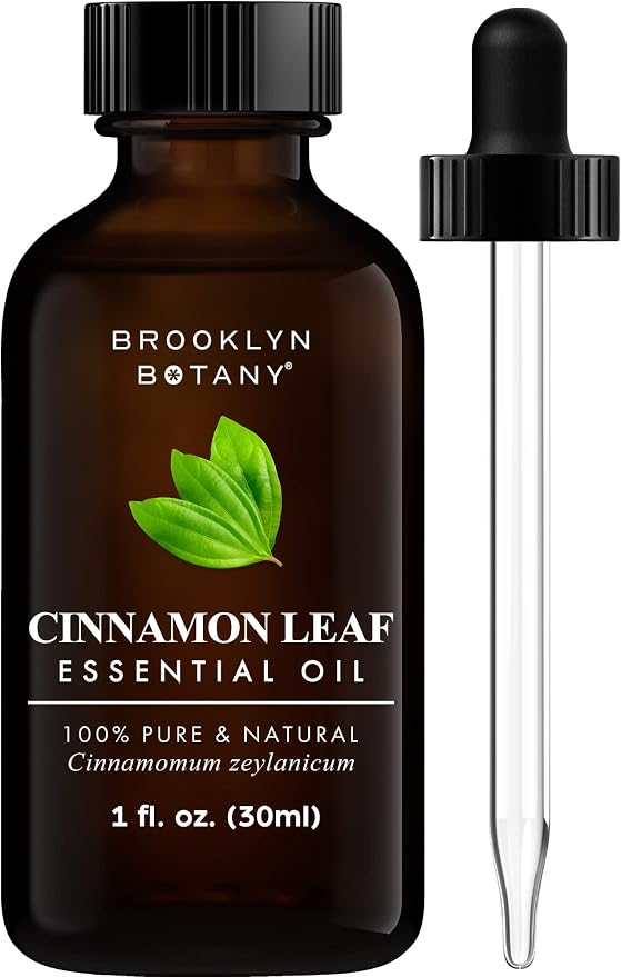 Brooklyn Botany Cinnamon Leaf Essential Oil - 100% Pure and Natural - Premium Grade Oil with Dropper - for Aromatherapy and Diffuser - 1 Fl Oz