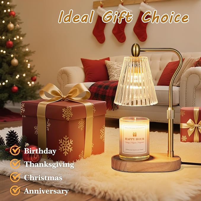 Imenlox Candle Warmer Lamp, Remote Control, with Timer and Dimmer, Adjustable Height, Christmas Birthday Gifts for Women Mom, House Warming Gifts New Home Decor, Wax Warmer for Jar Candles (Amber RC)