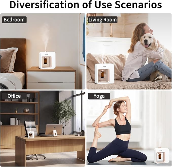 LOXIM Essential Oil Diffusers, Waterless Aromatherapy Diffuser, Nebulizing Technology Aroma Scent Machine, Super Quiet, Heatless, Portable, Rechargble for Home Living Room Office (White Gold)