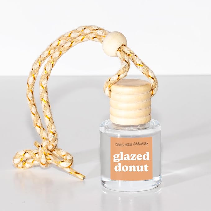 COOLGIRLCANDLES Glazed Donut Car Hanging Fragrance Oil Diffuser - Air Freshener for Essential Oils, Scents Aromatherapy Automobile, Long Lasting Car Bottle