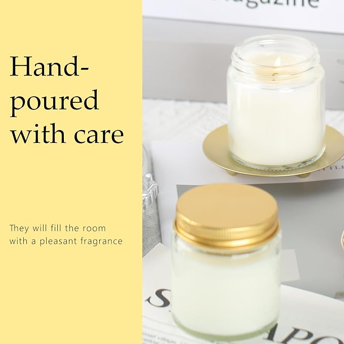 24 Pcs 4 Oz Mason Jar Candles, Lavender Scented Soy Candles Bulk Set for Stress Relief and Relaxation, Great Favors for Wedding, Christmas, Housewarming Gifts (Gold, Lavender, 24)