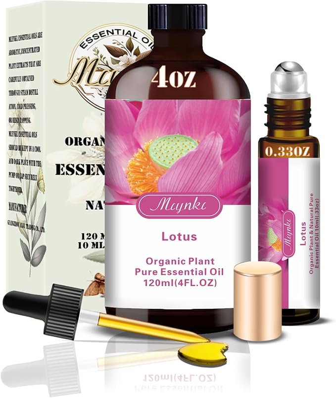 Lotus Essential Oil, Lotus Oil for Meditation, Diffuser, Humidifier, Massage, DIY Candle, Soap, Yoga, Relaxation, Gift Ready,Lotus Fragrance Oil - MLYNKL Essential Oils (4.33 fl oz / 130ml)