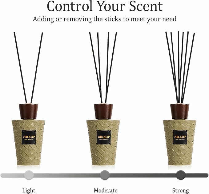 Airkeep Reed Diffuser Set, Wild Mint Eucalyptus 5.1 fl oz (150 ml), Long Lasting Home Fragrance with Reed Diffuser Sticks, Decorative Room Diffuser for Bathroom, Bedroom, Living Room & Office