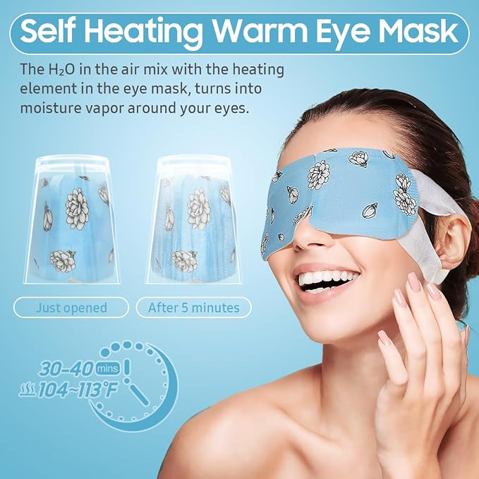 BeHoomi Steam Eye Mask, 10Packs Heated Eye Mask, Self Heating Disposable SPA Warm Compress for Eyes Sleep Mask, Travel Essentials & Relaxation Gifts for Women (Jasmine Scent)