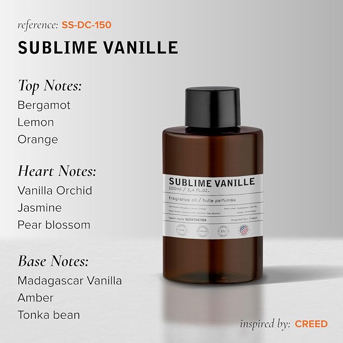 Essential Oils for Diffusers for Home - Sublime Vanilla Oil 3.4 Fl Oz - Everyday Aromatherapy - Long Lasting Hotel Collection Diffuser Oil - Oils for Diffuser - Made in USA