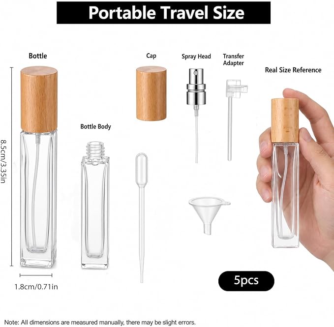 5pcs Travel Size Perfume Refill Bottle Perfume Atomizer Portable Leak Proof Fragrance Spray Bottles Pocket Size Refillable Atomizer Cosmetic Glass Container for Travel Sample Dispenser