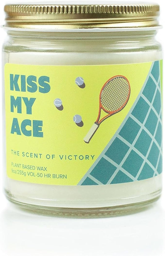 Kiss My Ace Soy Wax Candle – Grapefruit, Yuzu & Rhubarb – Tennis Gift Candle, 9 oz Clean Burn