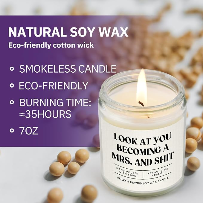 Niyewsor Funny Bride Gifts, Bridal Shower&Bachelorette Gifts for Bride, Handmade Lavender Scented Candle, Brides to Be, Engagement, Wedding Gift, 7oz, Soy Wax