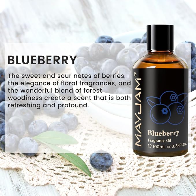 MAYJAM 100ML/3.38FL.OZ Blueberry Fragrance Oils with Glass Dropper, Essential Oils for Diffusers for Home, Long Lasting Scented Oils for Diffusers Soap Candle Making