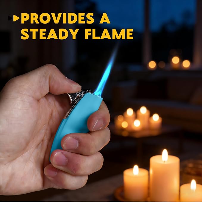 2 Pack Torch Lighter Butane Lighter,Refillable Mini Lighter for Candles Fireworks,Gifts for Friends Or Family Members(NO PREFILLED) (Blue)