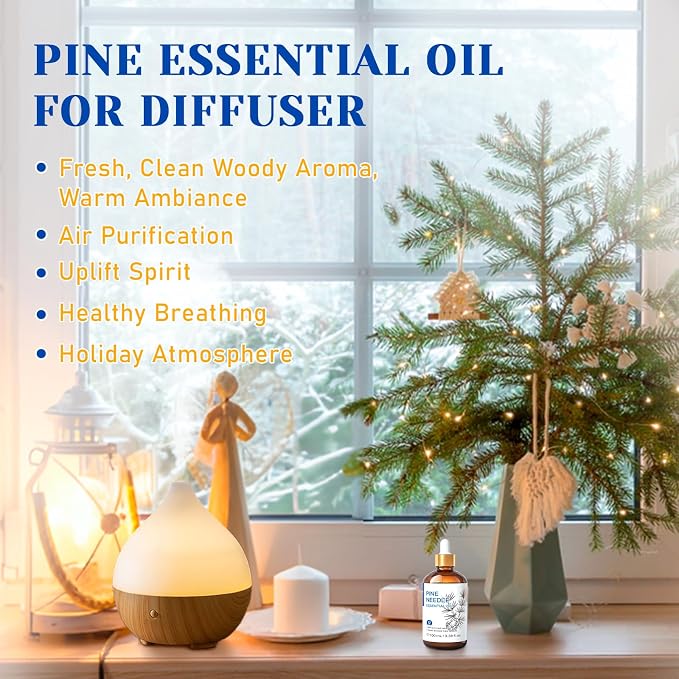 HIQILI 100ML Pine Needle Essential Oil, Premium Quality, for Diffuser, Skin, Candle Making - 3.38 Fl Oz