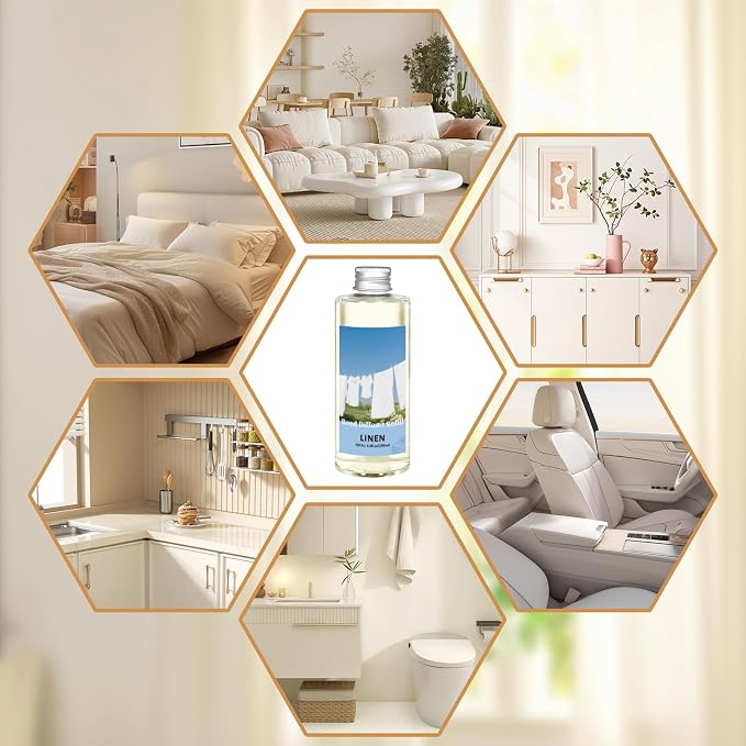 STRN Reed Diffuser Refill, Linen Scent Diffuser 200ml (6.8 fl.oz), Room Fresheners for Home, Long-Lasting Fragrance for Living Room, Bedroom, Office
