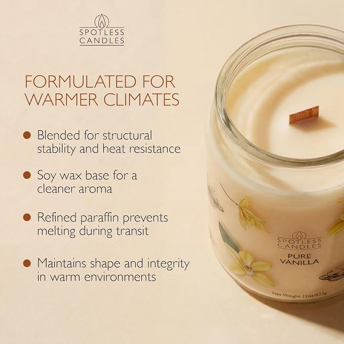 Vanilla Candle 22oz: 130 Hour Burn, Large Jar Scented Soy Wax Candle, Wooden Wick, Warm Vanilla Sugar, Luxury Gift Box, Home Decor by Spotless Candles