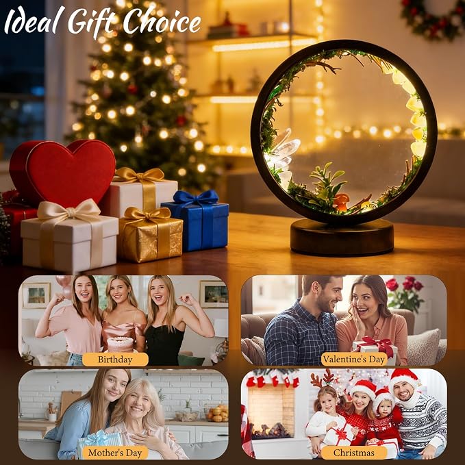 Runyangshi Forest Style Natural Citrine Night Light Healing Crystal USB Port 3 Colours Dimming Mode Lamp Suitable Night Lamp for Bedroom Home Decor Gift