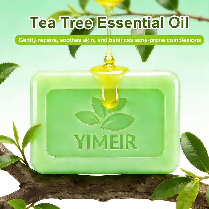 Turmeric Facial Soap & Tea Tree Soap Bars Duo - Natural Brightening & Acne Treatment Gift Set, for Face & Body, Oily, Dull & Sensitive Skin, Day and Night Soap Combo, Outdoor & Home Use