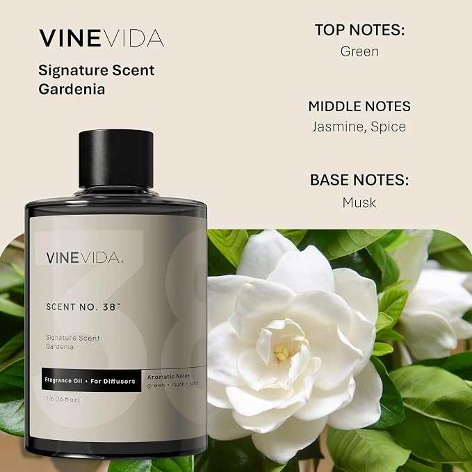 VINEVIDA [16 Fl Oz] Gardenia Fragrance Oil for Cold Air Diffusers, Essential Oils for Diffuser Oil Refill & Air Freshener Room Spray