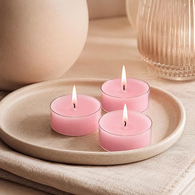 Gardenia Scented Tealight Candles, White Scent Tea Lights Candles Clear Cup, 24 Pack Colored Tealights Candle, 6 Hour Burn Time Tea Candles for Party, Decor, Spa, Shabbat
