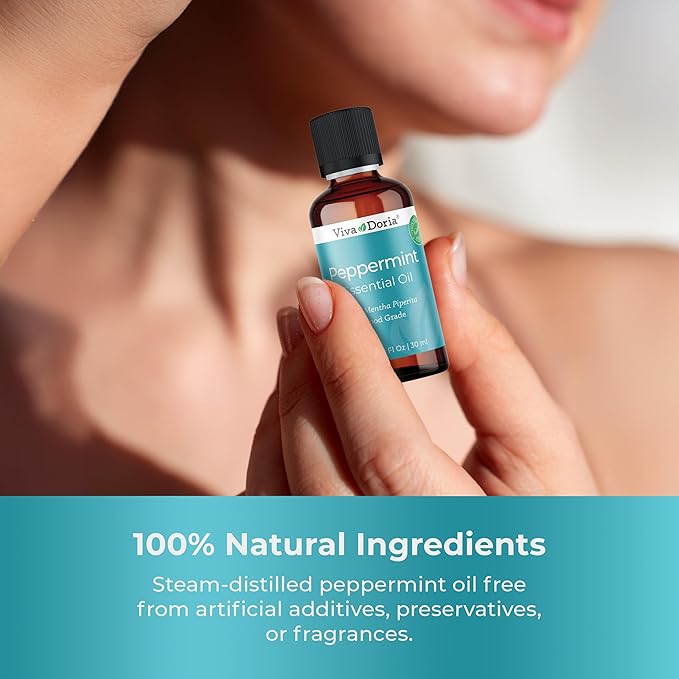 Viva Doria 100% Pure Northwest Peppermint Essential Oil, Undiluted, Food Grade, Steam Distilled, Made in USA, 30 mL (1 Fluid Ounce)