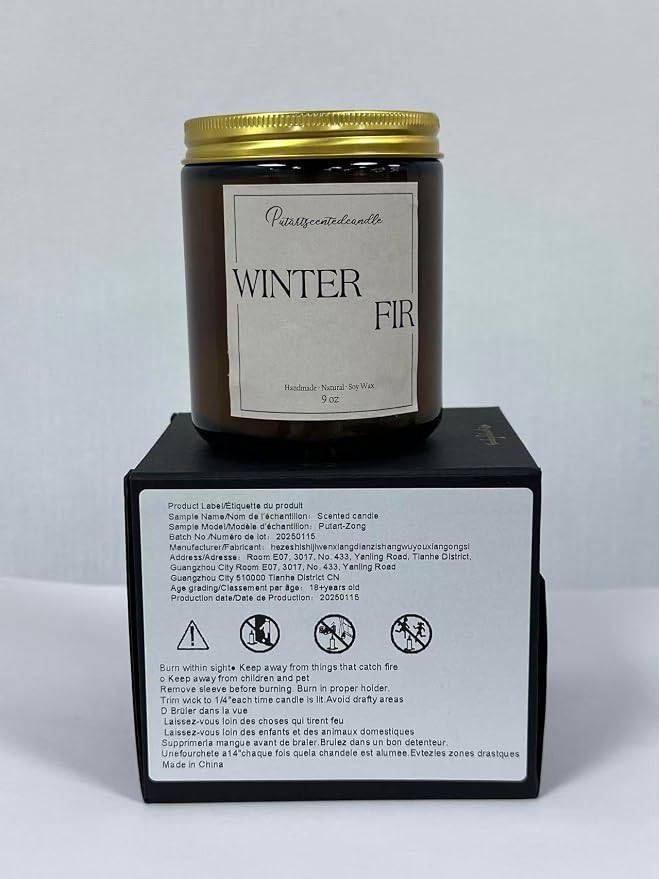 Fir Scented Candles for Home, Natural Soy Wax Aromatherapy Non Toxic Winter Fir Candle Gifts for Women Men, Home Fragrance Decoration Glass Jar Candle for Meditation and Relaxation (9oz)