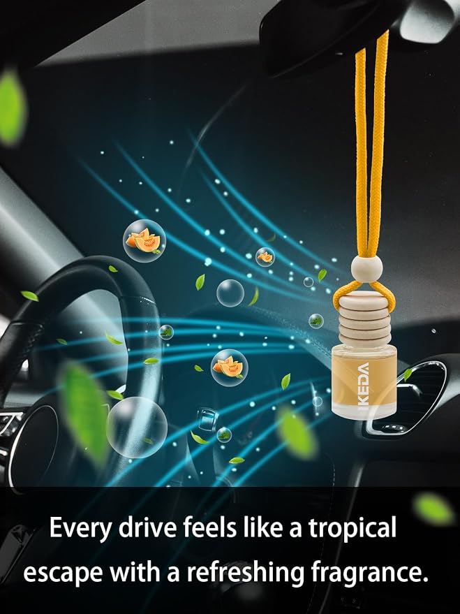 Ikeda Car Air Freshener: Hanging Car Smell Air Freshener | 10ml Hanging Car Perfume | Long Lasting Fragrance | Strong Scents Diffuser for Auto Home (Hami-melon|Circular)