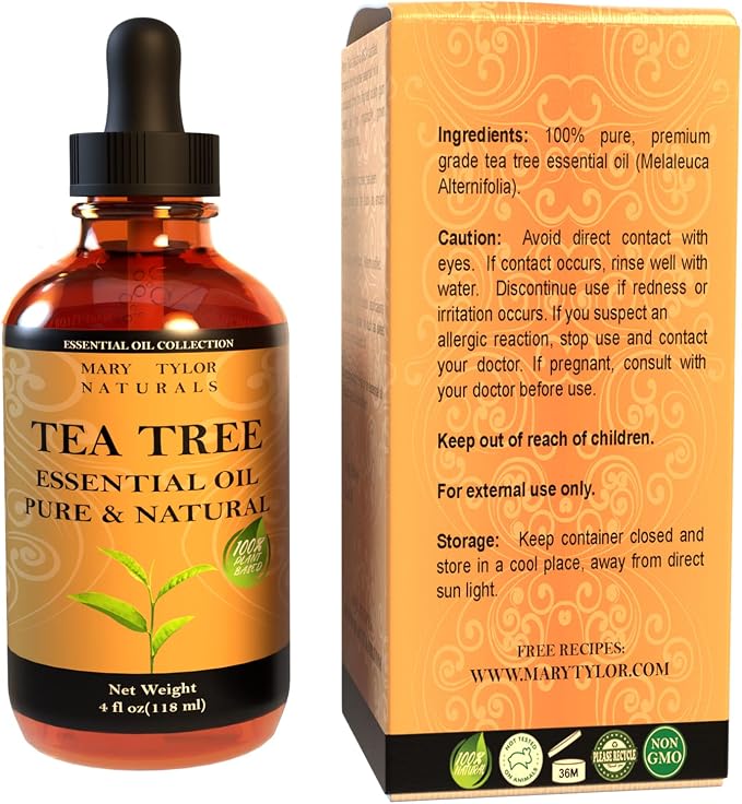 Tea Tree Essential Oil (4 oz) Premium Therapeutic Grade, 100% Pure and Natural, Perfect for Aromatherapy, Diffuser, DIY by Mary Tylor Naturals