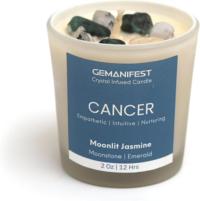 Cancer Zodiac Candle for Manifestation with Moonstone Bracelet Jasmine Soy Candles for Home Scented Zodiac Sign Gifts for Women Birthday Birthstone Gifts
