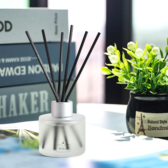 Brakula Reed Diffuser Set - Lavender Scented Essential Oil Includes 8 Sticks, Bathroom Bedroom Home Office Decor, 3.4 oz/100 ml