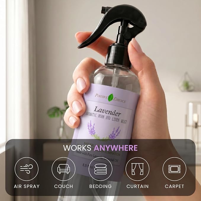Lavender Pillow Spray – Natural Linen Mist with Pure Lavender Essential Oil, Calming Home Fragrance, Sleep Spray, Bathroom Freshener and Air Freshener – 8.5 fl oz