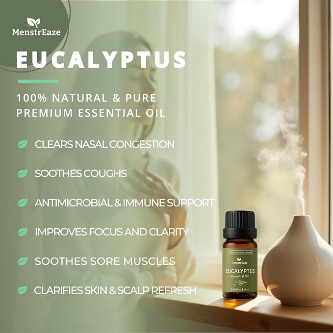 Lavender & Eucalyptus Essential Oils with Wood Car Diffuser | 100% Pure & Natural | Aromatherapy Set for Relaxation, Breathing, and Stress Relief | Hanging Diffuser with Leather Strap