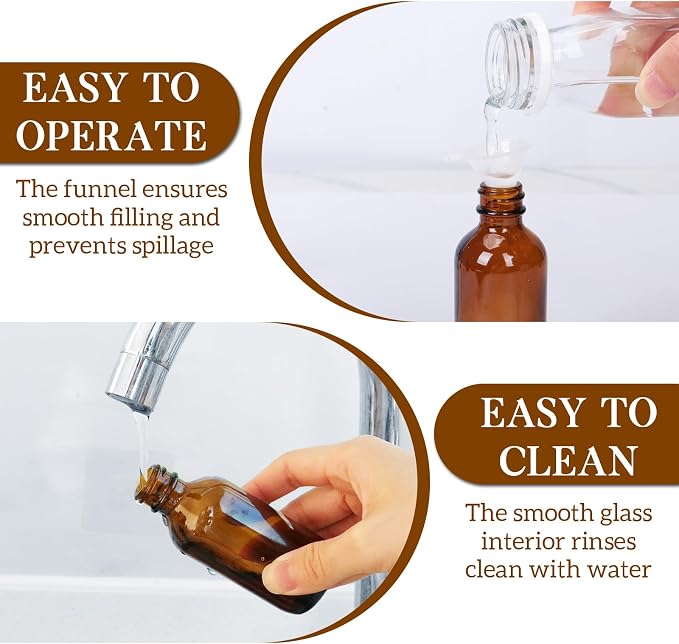STAERSIDE 48-Pack 2 oz Amber Glass Dropper Bottles, Leakproof & Durable for Essential Oils & Craft Use, Complete Kit with Funnel, Brush, Labels, Extra Droppers & Measuring Cup