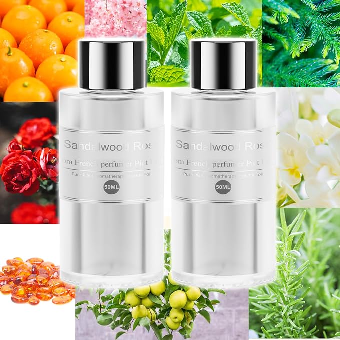 Amor Lyris 2 Packs Essential Oil Refill for Smart Car Air Freshener, 3.5OZ Car Diffuser Refill, Aromatherapy Perfume Refill Can be Used for 4-8 Months, Made with Natural Plant Extracts, Rose