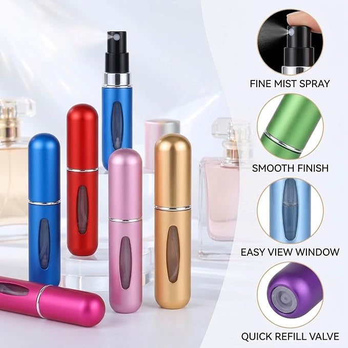 Travel Perfume Bottle Refillable, 13PCS Mini Portable Perfume Atomizer Set for 5ML On-the-Go Fragrance Refresh, Ideal for Frequent Travelers and Business Professionals