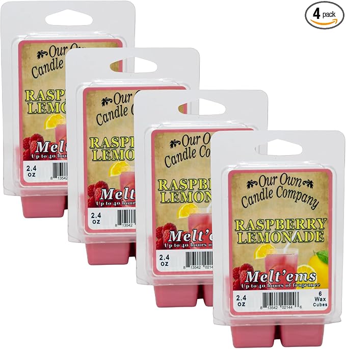 Our Own Candle Company Premium Wax Melt, Raspberry Lemonade, 6 Cubes, 2.4 oz (4 Pack)