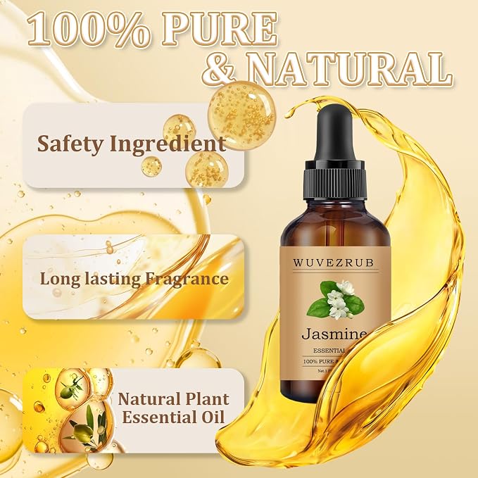 Jasmine Essential Oil 60ML - 100% Pure and Natural Oils for Aromatherapy Diffuser - 2 Fl Oz/Jasmine