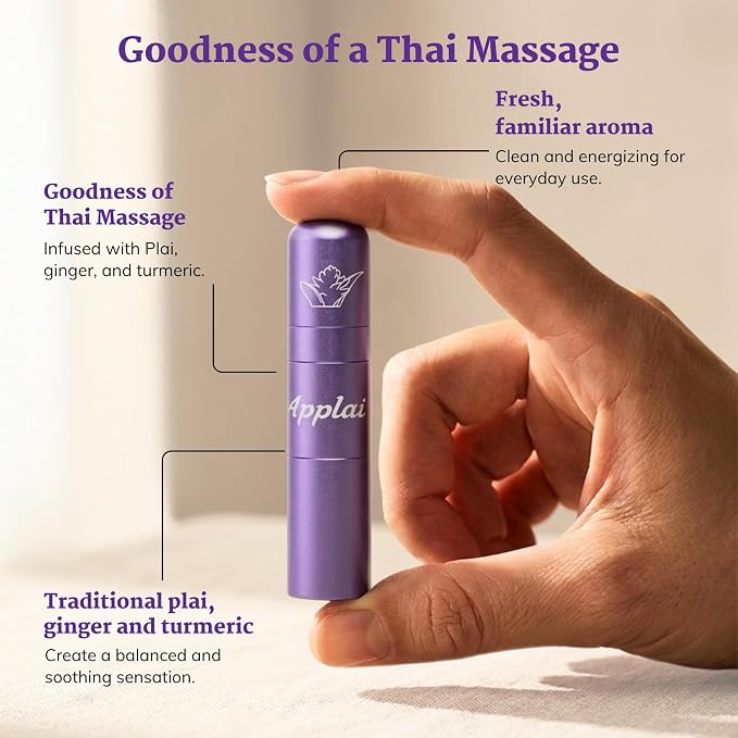 Traditional – Muscle Oil Roll On Inhaler – 2-in-1 Aromatherapy Roller – Plai Oil Ginger Turmeric Massage - Soothing - Muscle Roller Lumbar Knees & Calves- Lavender - 2g