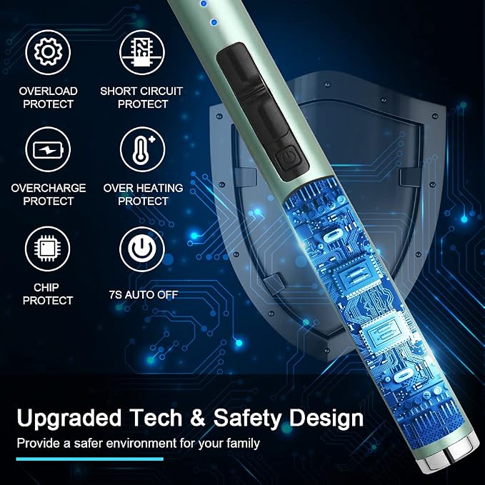 ARECTECH Rechargeable Electric Candle Lighter, Arc Plasma Windproof Lighter for Candle Kitchen Birthday, Christmas Stocking Stuffers Gifts for Mom Men Wife with Type-C Cable, Green