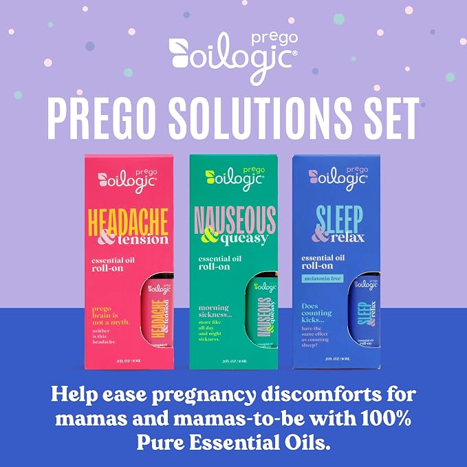 Oilogic Roll-On Essential Oils Set for Pregnant Women - 100% Pure Essential Oil Roller for Pregnancy - Sleep, Comfort, & Wellness Blends Safe for Pregnant Moms, 0.3 Fl Oz (Pack of 3)
