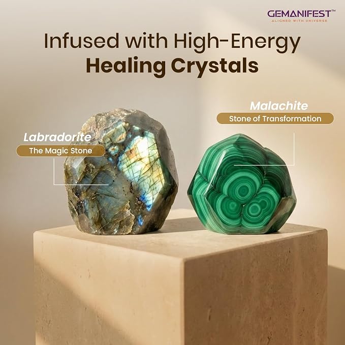 Angel Number 555 Manifestation Candle Crystal Infused Soy Wax with Labradorite and Malachite Cedarwood Scented Spiritual Gift for Transformation and Energy Alignment