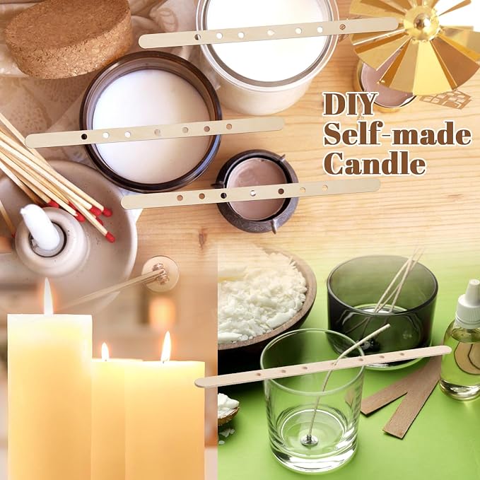 100 Pieces Wooden Candle Wick Holders for Candle Making Candle Wick Centering Devices, DIY Candle Making Tools (7 Inch, 7 Holes)