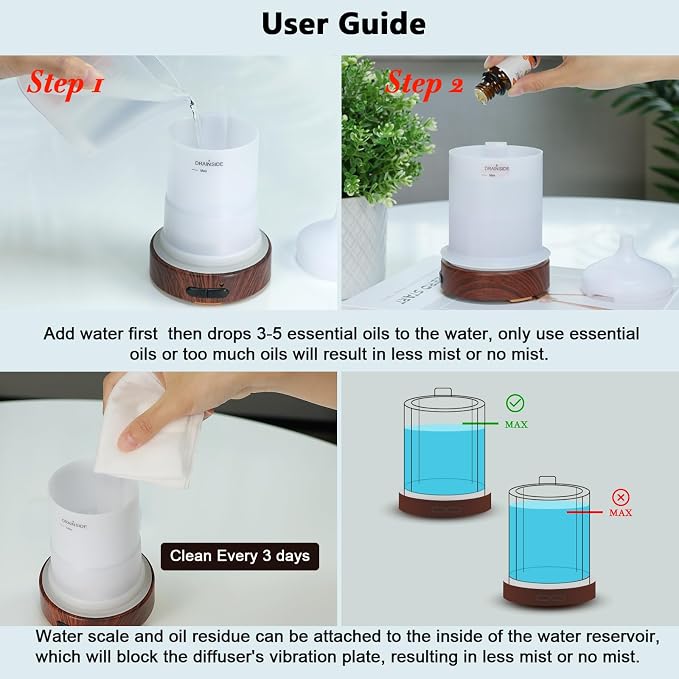 EQUSUPRO Essential Oil Diffuser 150ml Black Metal Aromatherapy Oil Diffuser Ultrasonic Cool Mist Diffuser with Auto Shut-Off Protection,7 Colors Changed LED for Home Office SPA Yoga