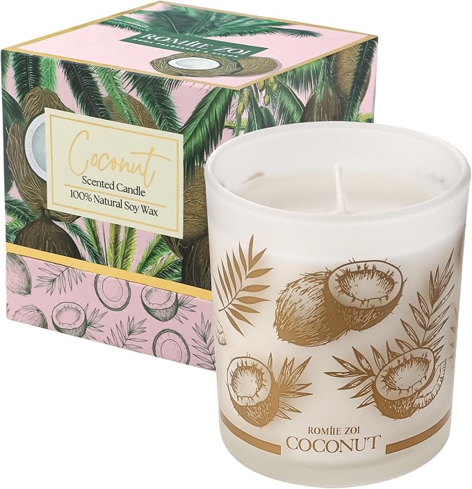 ROMIIE ZOI Scented Candle - Coconut - 6oz Aromatherapy Soy Wax Jar Candle for Home, Gifts for Women - 170g