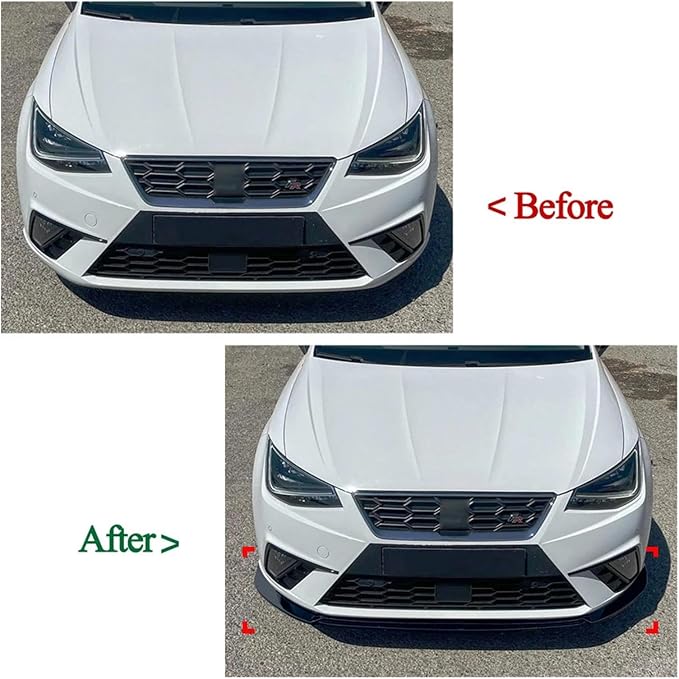 For Seat Ibiza MK5 Standard/FR 2017-2024+ Car Front Bumper Lip Lower Diffuser Splitter Canard Spoiler Body Kit Tuning ABS Black(Carbon Look)