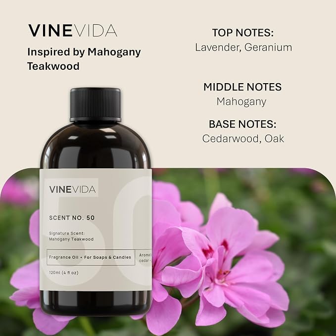 VINEVIDA [4oz] Mahogany Teakwood Fragrance Oil for Candle Making and Soap Making - Premium Candle Scents for Soy Candles (Pack of 2)