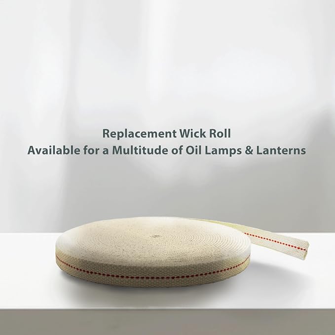 Light of Mine - 5/8" Inch 33' Foot, 100% Cotton Flat Wick - 2 Pack for Paraffin Oil, Kerosene Based Lanterns, and Oil Lamps with Genuine Red Stitch (5/8" - 33' Roll, 2pk)