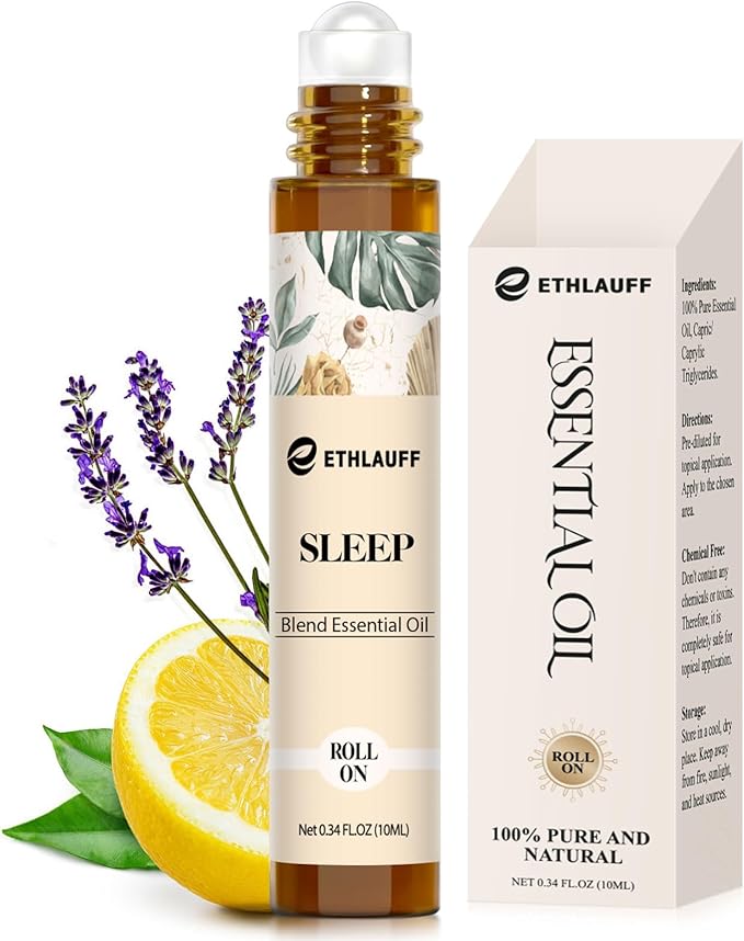 Sleep Essential Oil Roll on - Calming Blend with Lavender, Sandalwood, Roller Ball Oil for Stress Relief, Calm & Relaxation