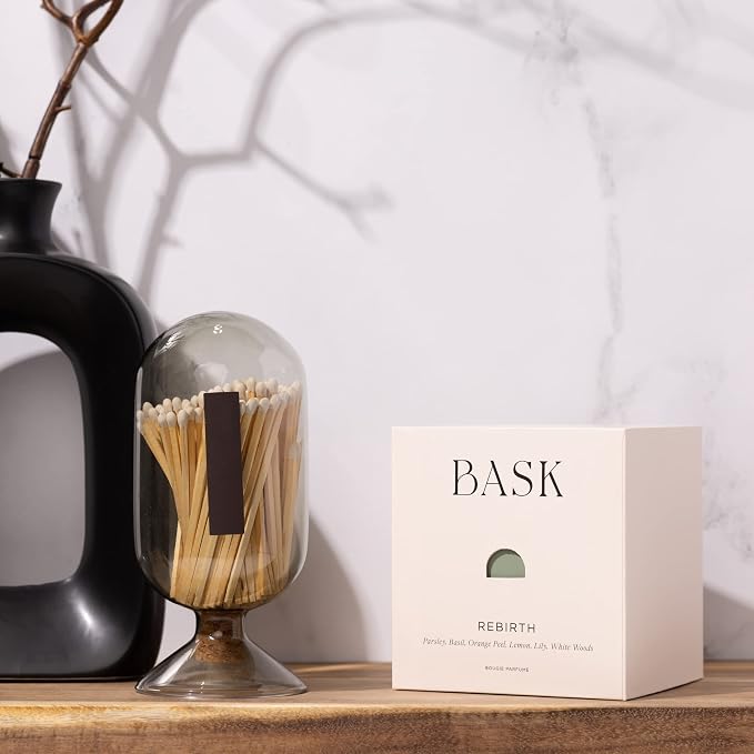 Relaxing Candles for Home by BASK - Scented Candles - Winter Candles - Gifts for Women and Men - Scent: Rebirth