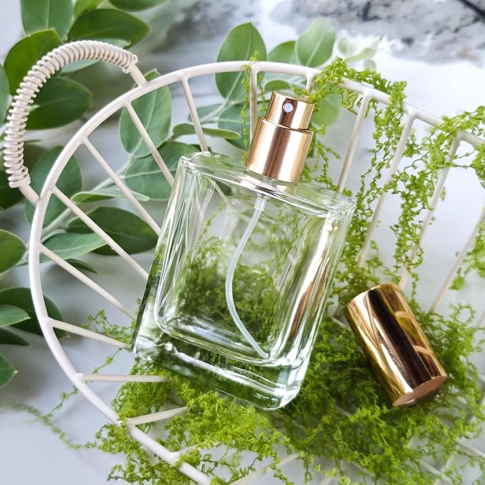 50ml/1.7 Oz Glass Spray Bottle Perfume Atomizer,Travel Refillable Perfume Bottles Empty Classic Spray Bottle 2Pack (Gold, 50ml)
