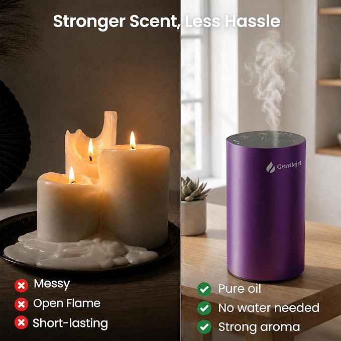 GentleJet LiteMist Waterless Rechargeable Aroma Diffuser for Bedroom, Office & Car, Cold-Air Essential Oil Mist, Aluminum Body, 20ml