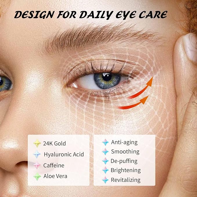 Maskiss Under Eye Patches(50 Pairs), 24K Gold, Caffeine, Hyaluronic Acid, Aloe Vera Eye Masks for Dark Circles Puffy Eyes Undereye Bags, Eye Skin Care Gift Set for Bachelorette Party Favors